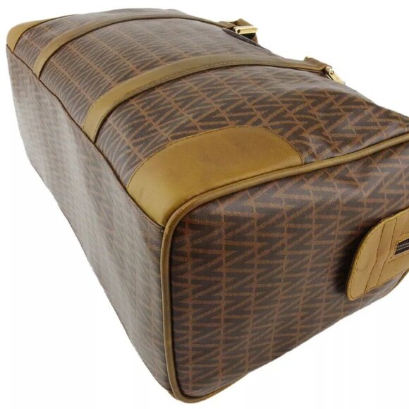 MARIO VALENTINO Boston bag MV mark beige PVC ?~ leather Authentic T19856 - Picture 4 of 9